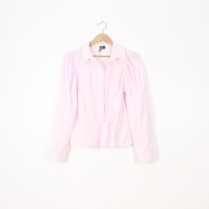 *Pieces Pink Button Up Long Sleeve Blouse